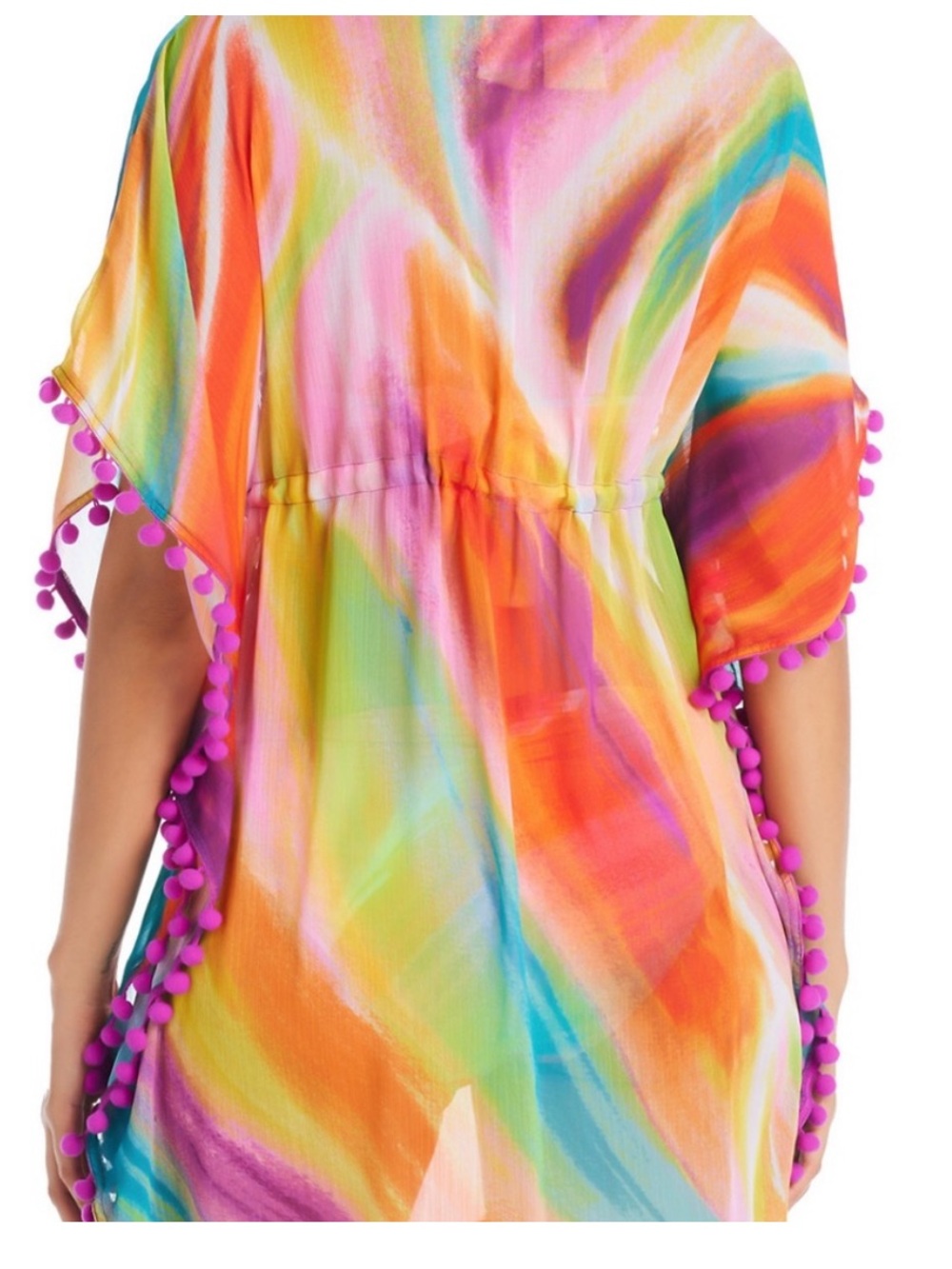 Bleu Rod Beattie Sz 2X Multicolor Rainbow Pom-Pom Swim Coverup - Picture 2 of 10